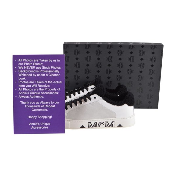 MCM Women's Shearling Contrast Logo Sneakers Shoes - Picture 3 of 9